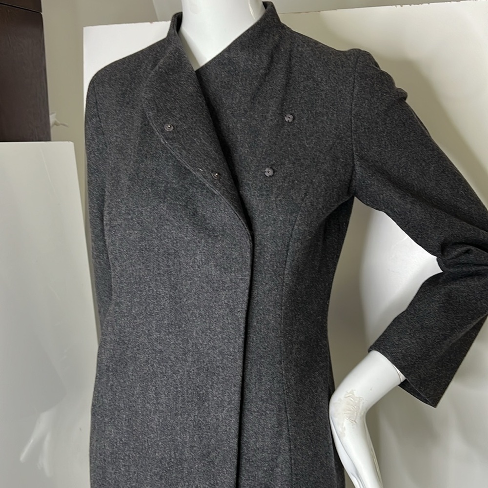 Carolyne Roehm Sz 8 Vintage Gray Soft Wool Snap Button Coat Dress - Picture 5 of 12
